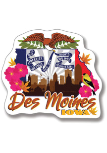 Des Moines Skyline and State Flowers Magnet