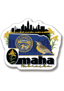 Omaha Skyline and State Flowers Magnet