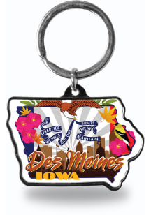 Des Moines State Shape Keychain