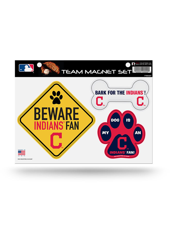 Cleveland Indians 3-Piece Pet Themed Pet Magnet