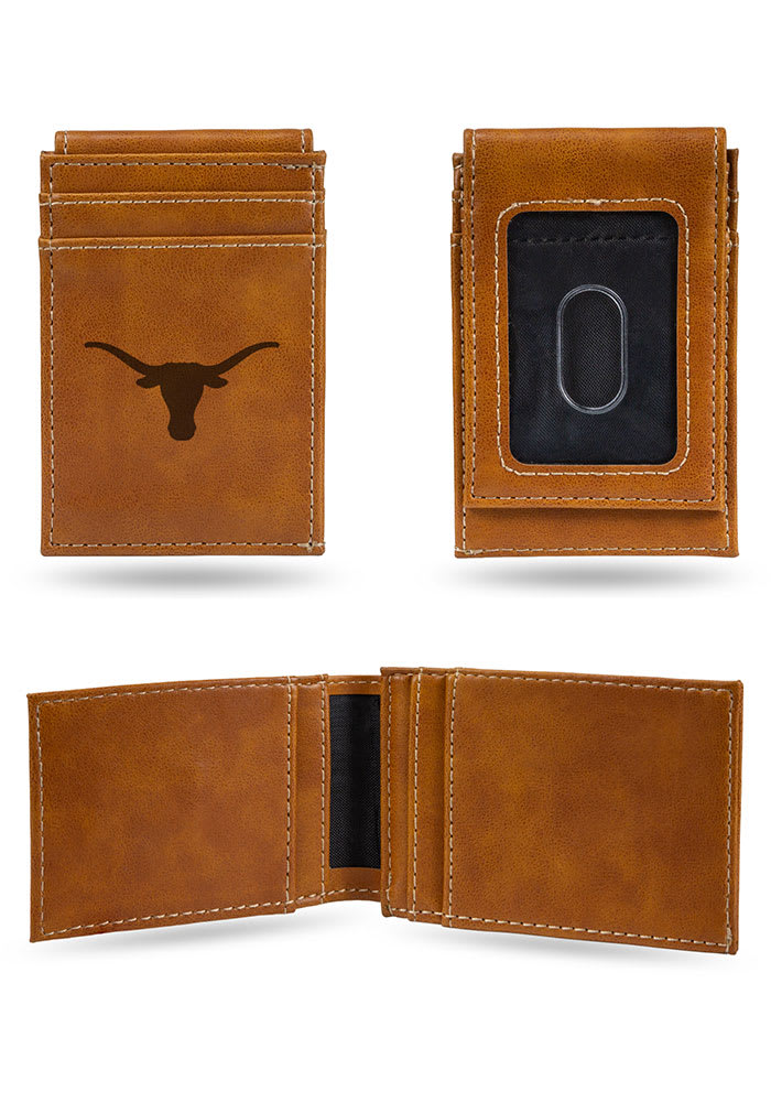 Texas Longhorns Laser Engraved Front Pocket Mens Bifold Wallet