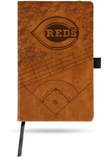 Cincinnati Reds Brown Laser Engraved Small Notebook and Folder - Brown