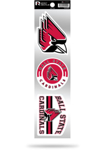 Ball State Cardinals 3 Pack Retro Auto Decal - Red