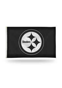 Pittsburgh Steelers Carbon Fiber 3x5 ft Black Silk Screen Grommet Flag