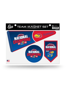 Kansas Jayhawks 2022 National Champs 3pk Car Magnet - Blue