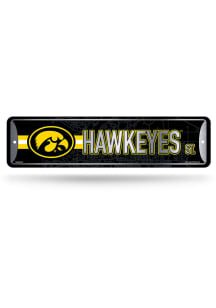 Black Iowa Hawkeyes Metal Street Sign