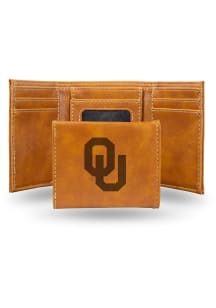 Oklahoma Sooners Laser Engraved Mens Trifold Wallet