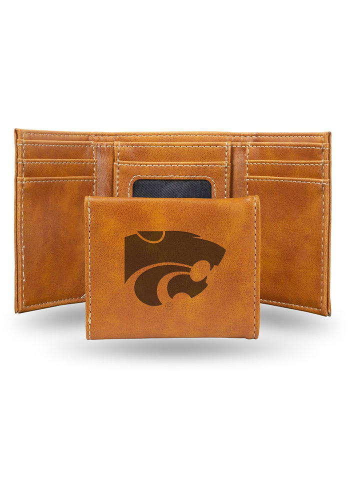 K-State Wildcats Laser Engraved Mens Trifold Wallet