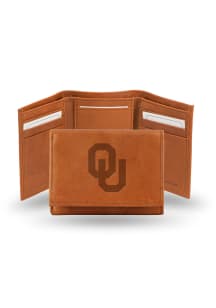 Oklahoma Sooners Embossed Genuine Leather Mens Trifold Wallet