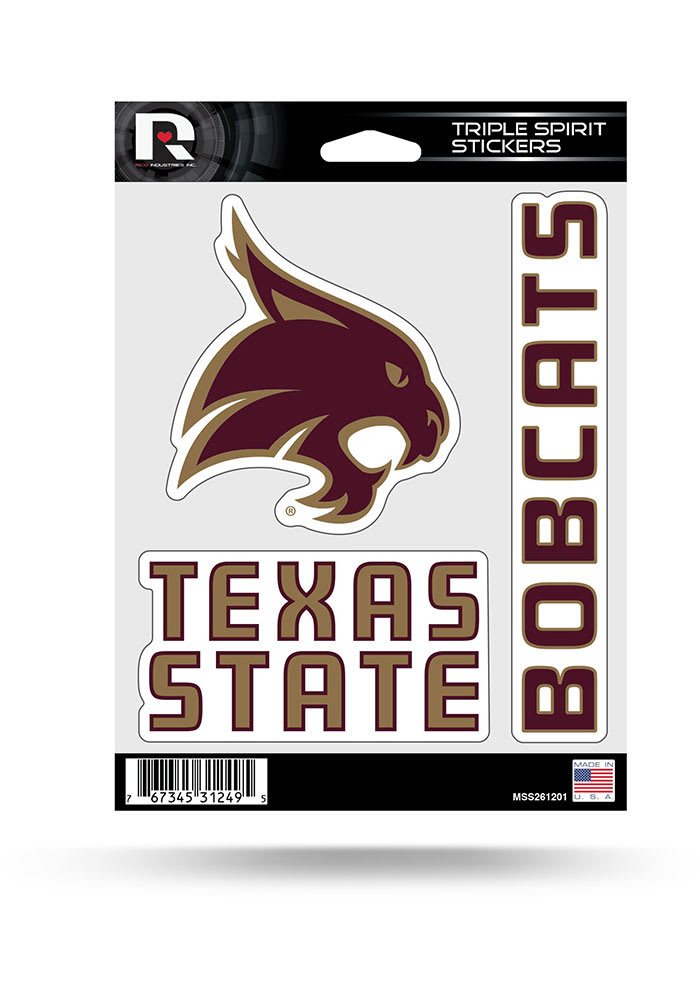 Texas State Bobcats Triple Spirit Auto Decal - Maroon