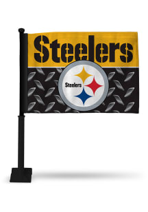 Pittsburgh Steelers Black Pole Car Flag - Yellow