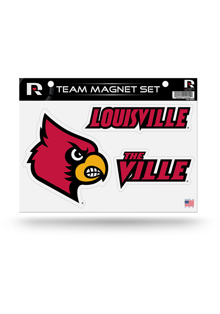 Louisville Cardinals 3pc Retro Car Magnet - Red