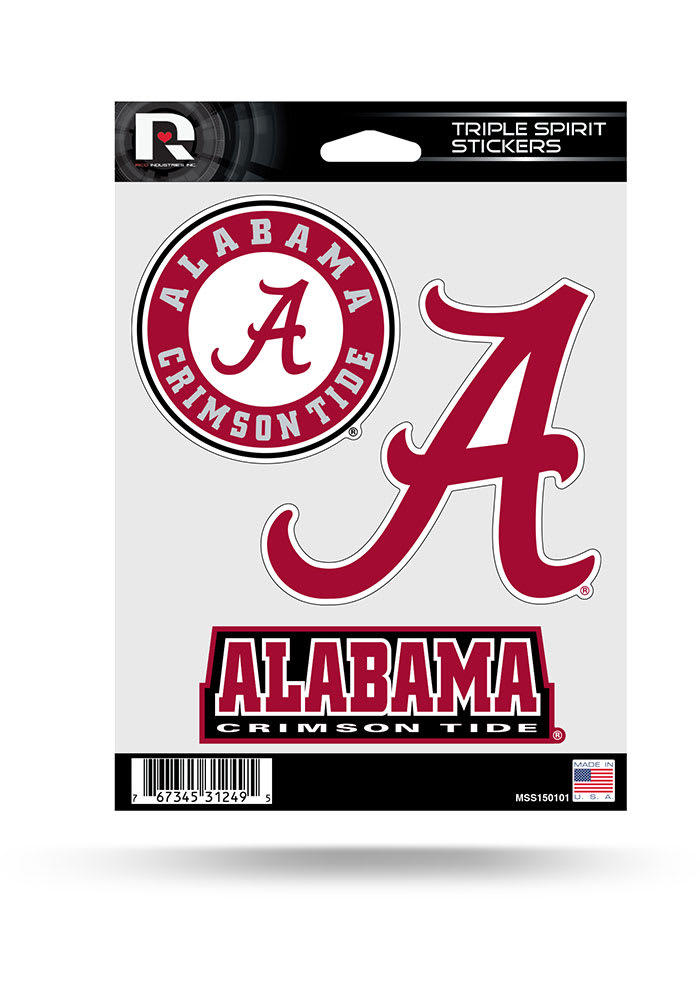 Alabama Crimson Tide Triple Spirit Auto Decal - CRIMSON