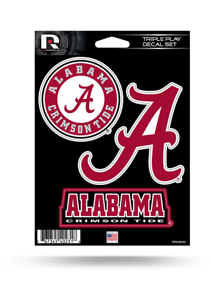 Alabama Crimson Tide Triple Play Auto Decal - Crimson