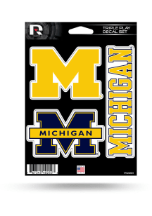 Michigan Wolverines Triple Play Auto Decal - Navy Blue