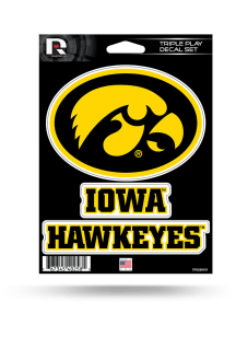 Iowa Hawkeyes Triple Play Auto Decal - Yellow