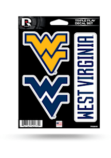 West Virginia Mountaineers Triple Play Auto Decal - Navy Blue