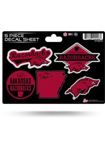 Arkansas Razorbacks 5 Piece Auto Decal - Red