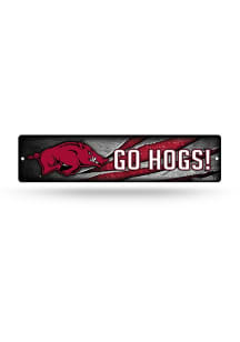 Arkansas Razorbacks Plastic 4X16 Sign - Red