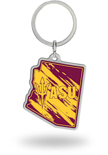 Arizona State Sun Devils State Shape Design Keychain - Maroon