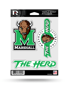 Marshall Thundering Herd Triple Spirit Auto Decal - Green