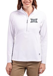 Cutter and Buck Big 12 Womens White Adapt Eco Qtr Zip Pullover