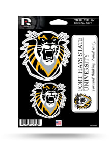 Fort Hays State Tigers Triple Play Auto Decal - Yellow