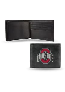 Black Embroidered Ohio State Buckeyes Mens Bifold Wallet