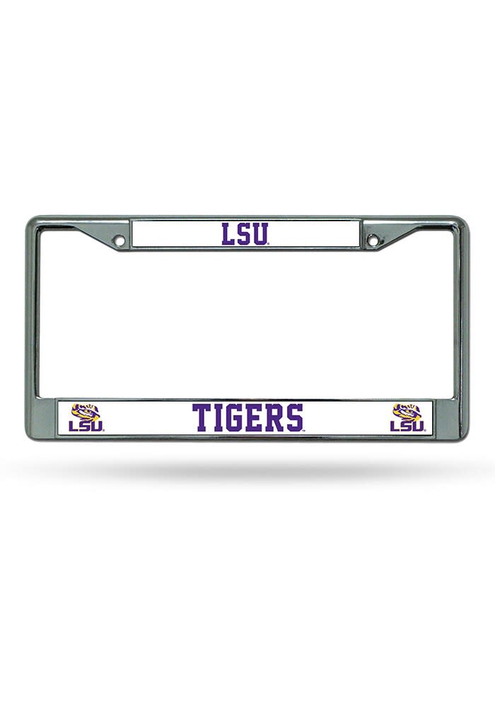 LSU Tigers License Frame- LSU Tigers Chrome License Plate Holder - PURPLE