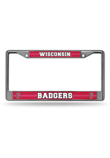 Red Wisconsin Badgers Bling Chrome License Frame