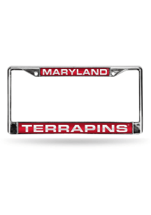 Red Maryland Terrapins Chrome Laser License Frame