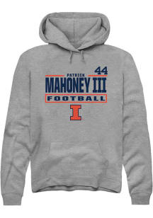 Patrick Mahoney III Rally Mens Graphite Illinois Fighting Illini NIL Stacked Box Player Hood