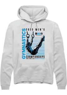 Mens Big Ten White Rally 2025 Mens Gymnastics Championships Hooded Sweatshirt