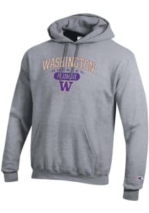 Mens Washington Huskies Grey Champion Pill Alumni Powerblend Hooded Sweatshirt