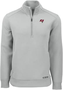 Cutter and Buck Tampa Bay Buccaneers Mens Grey Roam Long Sleeve Qtr Zip Pullover
