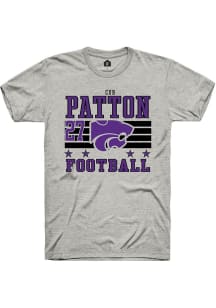 Cub Patton Rally Mens Ash K-State Wildcats NIL Striped Player T Shirt
