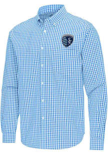 Antigua Sporting Kansas City Mens Light Blue Ellis Long Sleeve Dress Shirt