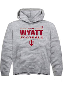 Kellan Wyatt Rally Indiana Hoosiers Youth NIL Stacked Box Long Sleeve Player Hoodie Grey
