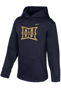 Youth Drexel Dragons Navy Blue Nike Therma Long Sleeve Hood