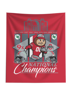 Red Ohio State Buckeyes 9x Football National Champions Wall Hanging 50X60 Tapestry Blanket