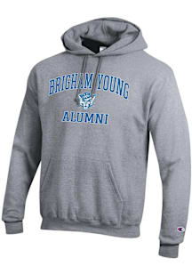 Champion BYU Cougars Mens Grey Logo Alumni Powerblend Long Sleeve Hoodie
