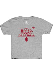 Mitch McCarthy Youth Grey Indiana Hoosiers NIL Stacked Box Short Sleeve Player T-Shirt