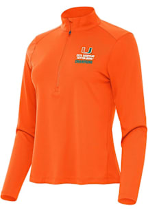 Antigua Miami Hurricanes Womens Orange 2025 Cotton Bowl Champions Tribute Qtr Zip Pullover