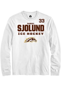 Samuel Sjolund Mens White Western Michigan Broncos NIL Stacked Box Long Sleeve Player T Shirt