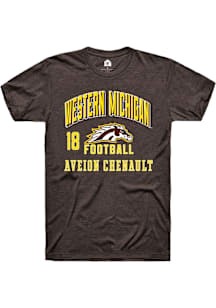 Aveion Chenault Western Michigan Broncos Brown Football NIL Arch Logo Short Sleeve Player T Shirt