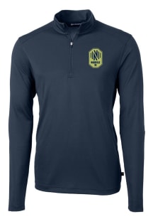 Cutter and Buck Nashville SC Mens Navy Blue Virtue Eco Pique Long Sleeve Qtr Zip Pullover