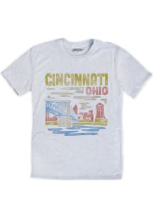 Cincinnati White City Skyline Faded Abstract Short Sleeve T Shirt