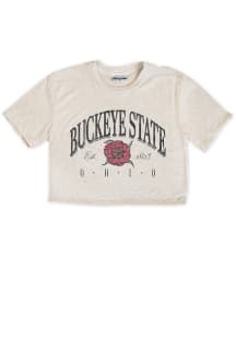 Ohio Womens Oatmeal Buckeye State Rose Short Sleeve T-Shirt