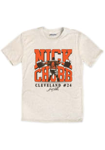 Nick Chubb Cleveland Browns Ivory Squat Short Sleeve Fashion Player T Shirt