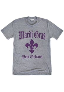 Louisiana Grey Mardi Gras Short Sleeve Fashion T Shirt